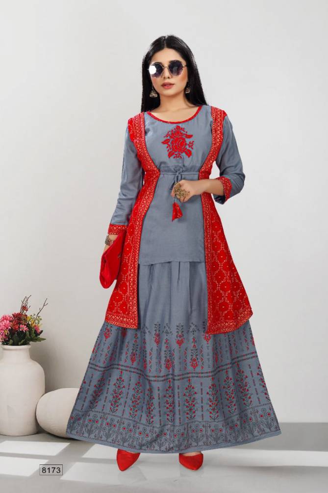 Beauty Queen Nargis 1 Heavy Rayon Printed Ethnic Wear Kurti With Skirt Collection